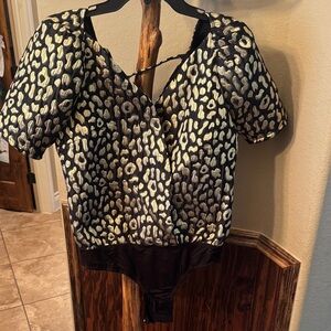 Buddy Love Black and Gold Leopard Bodysuit